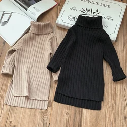 Melario Autumn Toddler Girl Dress Winter Sweater Clothes Solid Color Baby Girls Turtleneck Clothes 2 6Y Little Girls Dresses