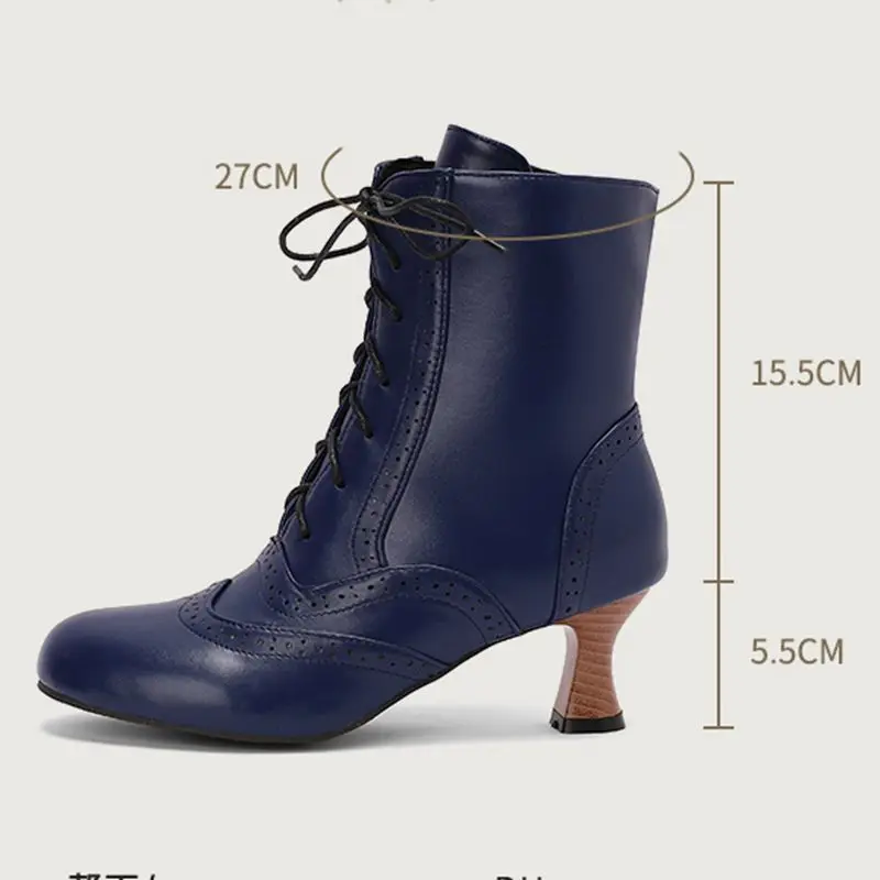 

ORCHALISA винтажные женские ботильоны с круглым носком на стеклянном каблуке 5,5 см на шнуровке 48 49 50, офисная женская повседневная обувь