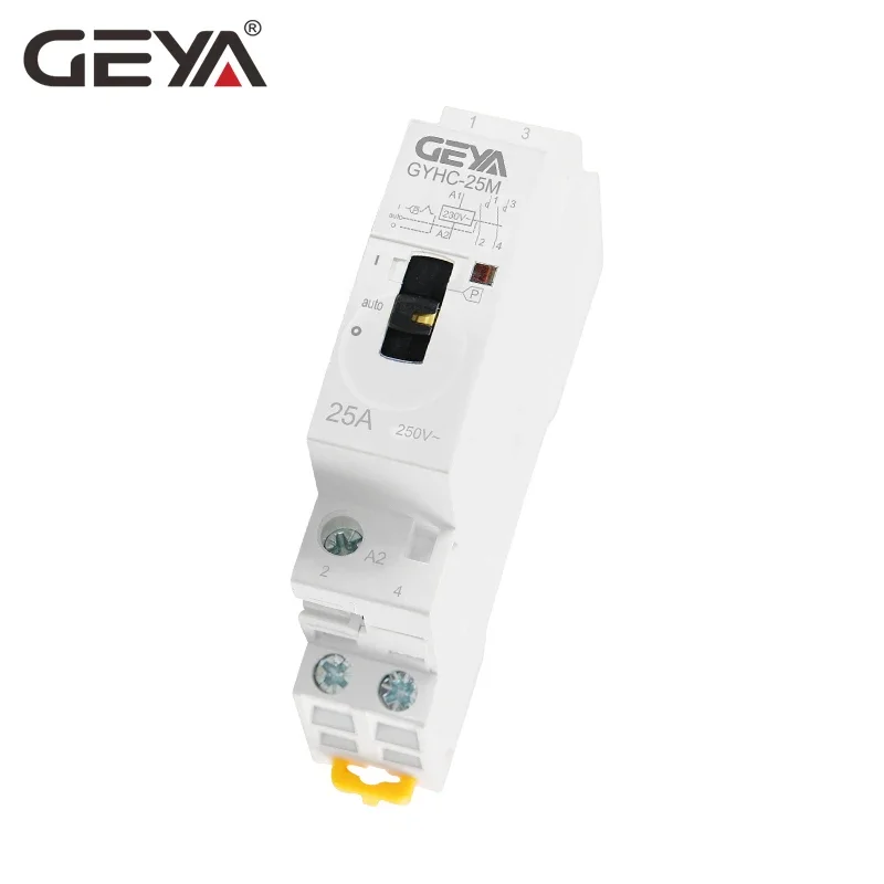 GEYA Manual Control Household Contactor Din Rail Type Modular Contactor 2P 16A 20A 25A 2NO or 2NC 220V