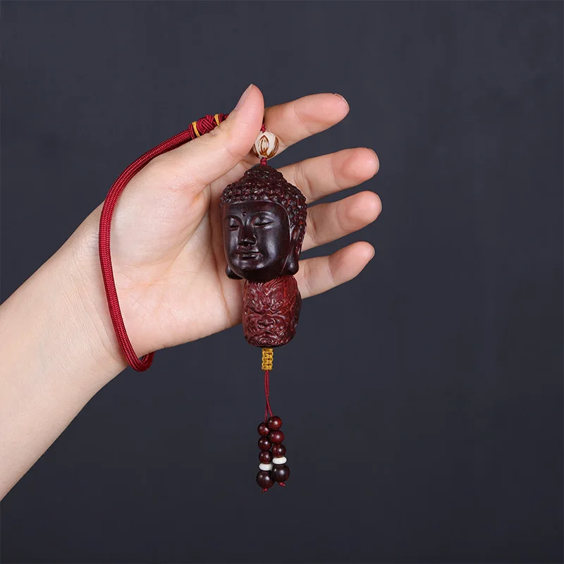 7cm Lobular Rosewood Buddha Myth Historical Sakyamuni Figure Statue Car Hanging Office Decoration