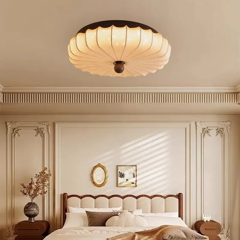 Wabi Sansan wind walnut ceiling light living room solid wood ultra-thin ceiling light