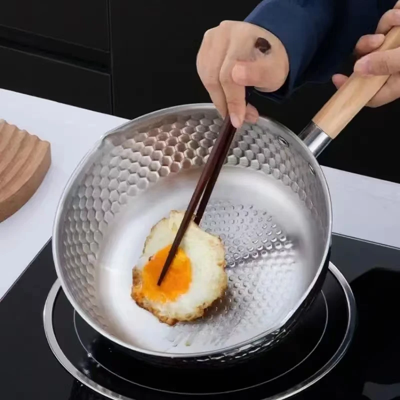 

Кастрюля для супа из нержавеющей стали, кастрюля для тушения соуса, кастрюля для молока с носиками, кастрюля с антипригарным покрытием, вок, кухонная посуда с деревянной ручкой