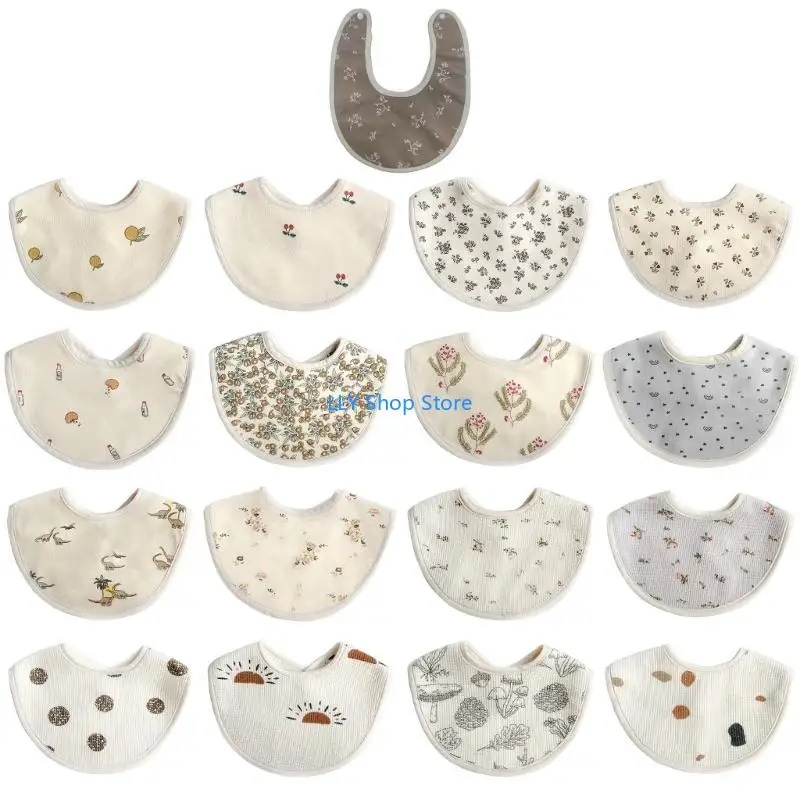 

T8UD Print Drooling Bibs for Baby Thick Cotton Teething Bib Newborn Burp Cloths
