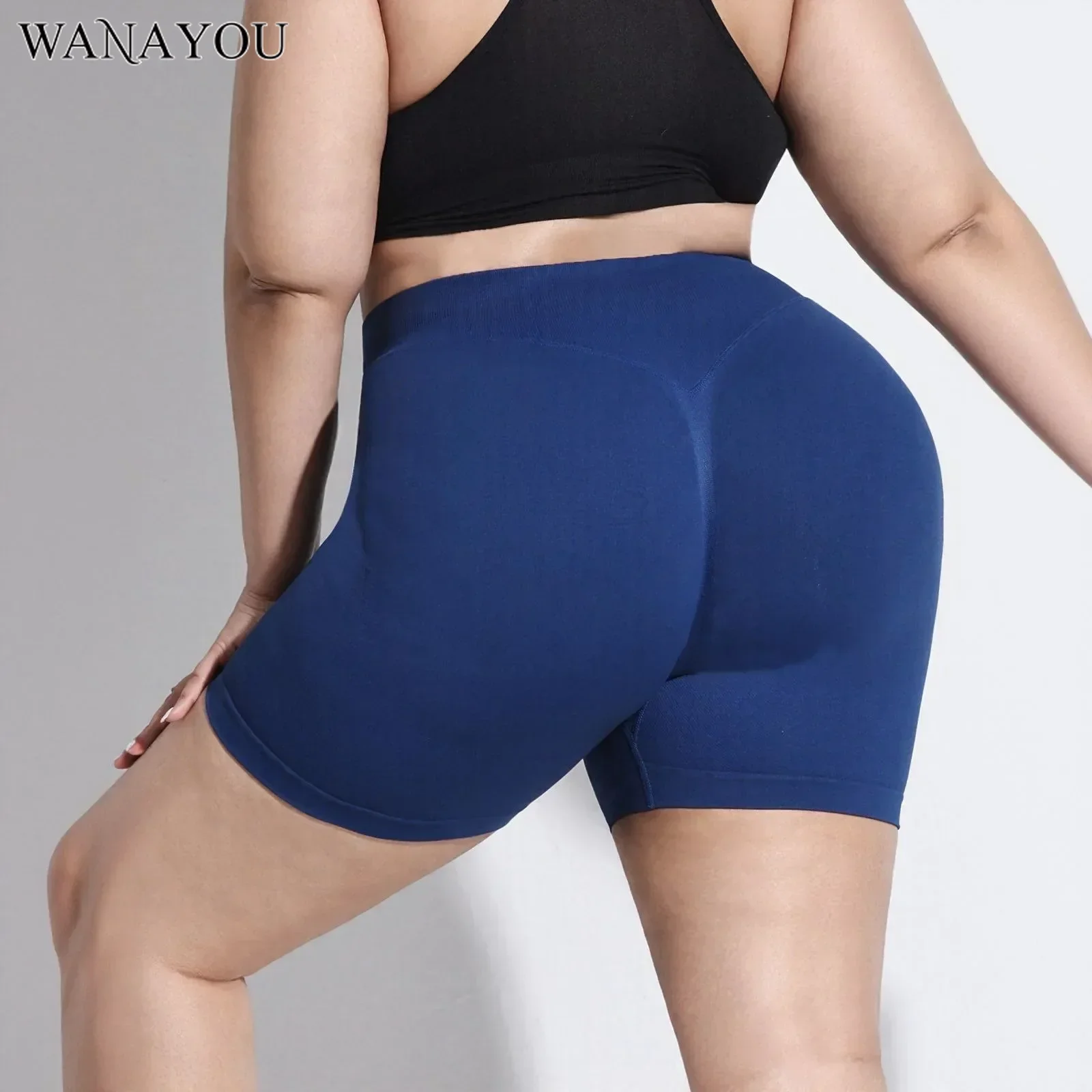 

WANAYOU Large Size Women's Yoga Shorts, High Elasticity Sports Leggings, Seamless Sports Shorts, Exercise Clothes 4XL