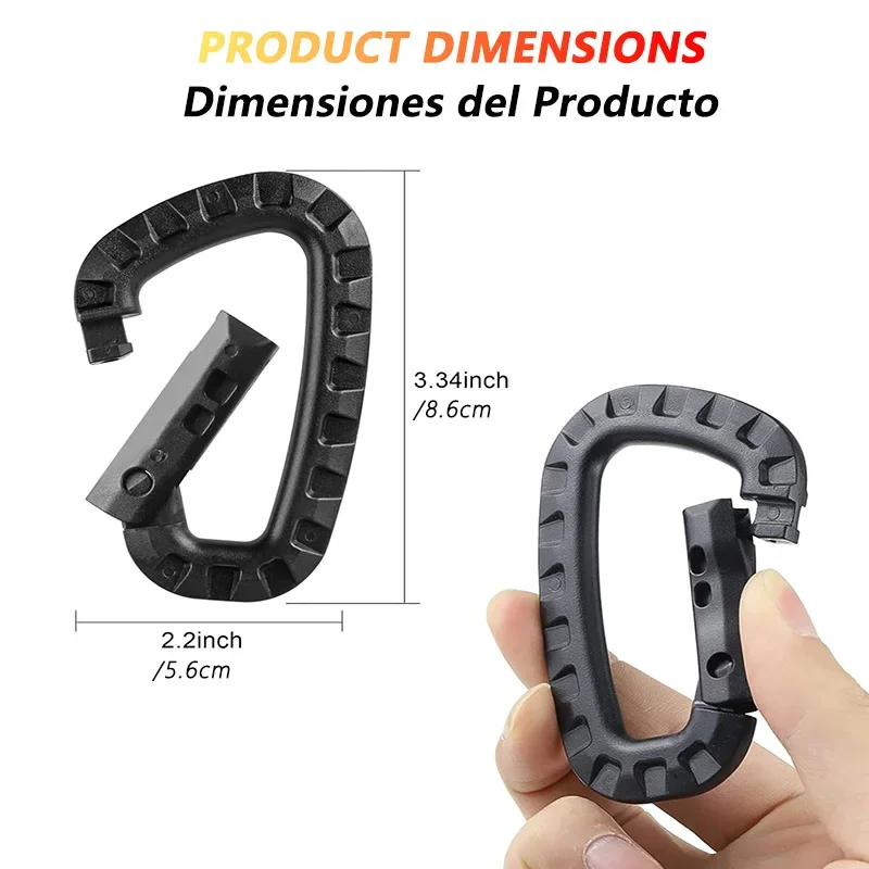 1-9 قطعة التكتيكية 3.5 "حلق بلاستيكي مول كليب المفاتيح D-شكل الصلب الربيع المفاجئة والعتاد هوك التخييم في الهواء الطلق التنزه EDC أدوات