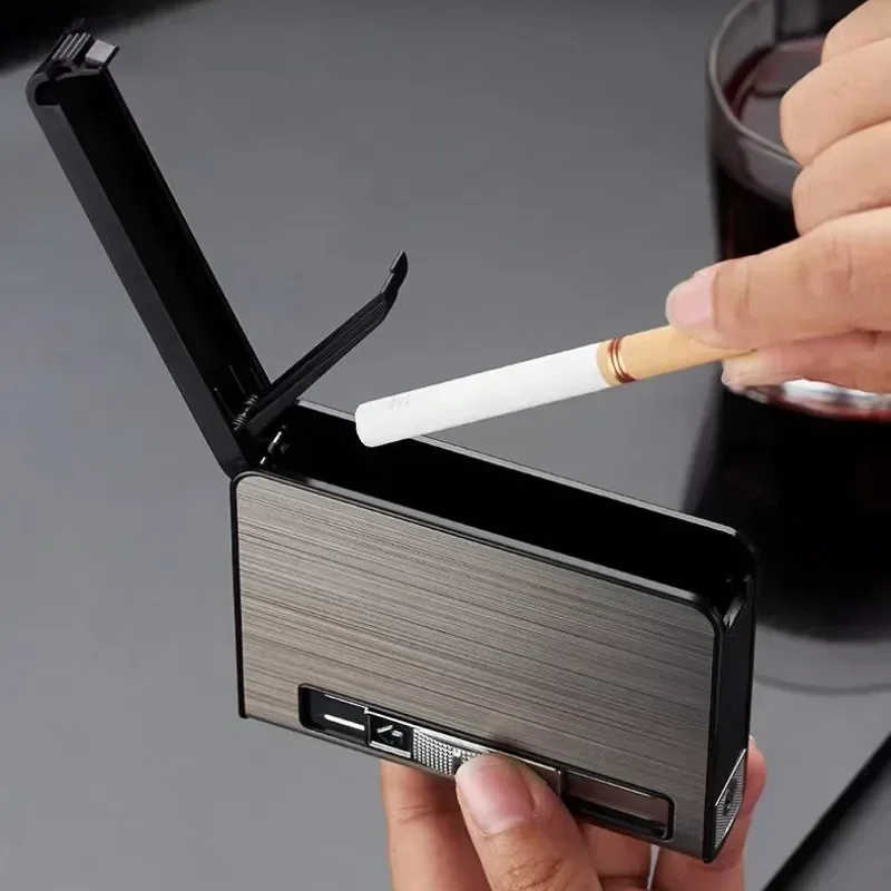 USB New Cigarette Case Lighter Windproof Can Hold 10 Pieces 20 Pieces Rechargeable Gas Lighter Men Smoking Accessories