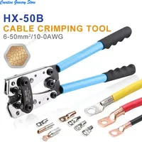 Tube Terminal Crimper Hex Crimp Tools HX-50B Pliers 6-50mm2/AWG 10-0 Multitool Battery Cable Lug Cable Hand Tools YEFYM