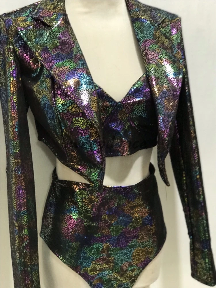 Brilliant Colorful Suit Set For Performance Nightclub Bar Singer Gogo Leading Dance Ds Stage Performance Costume