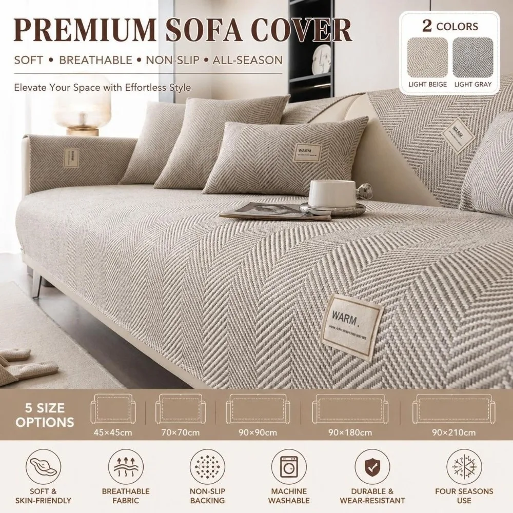 ‌Imitation Cotton Linen Sofa Cushion Non Slip Protective Sofa Throw Cover Washable Scratch Proof Sofa Seat Pads Universal Fit
