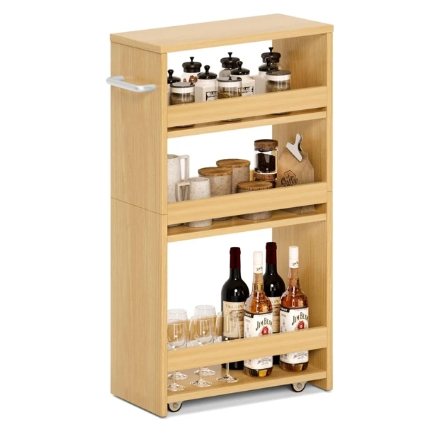 Combohome Bamboo Kitchen Furniture Elegant Trolley for Serving and Storage Cart