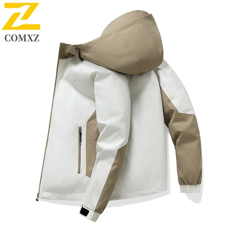 2025 New Arrival Men's Winter Hooded Jacket Color Block Trendy Thick Warm Parka Casual Ski Windproof Down Cotton Padded Coat
