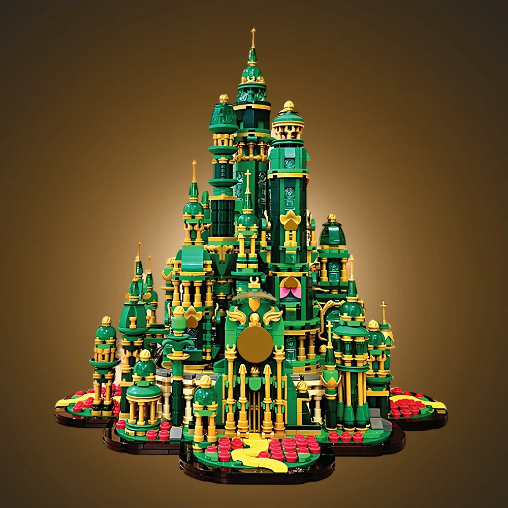 MOC sorcière méchante émeraude ville sorcier palais blocs de construction modèle émeraude ville Architecture briques assemblage jouets enfants bricolage cadeau