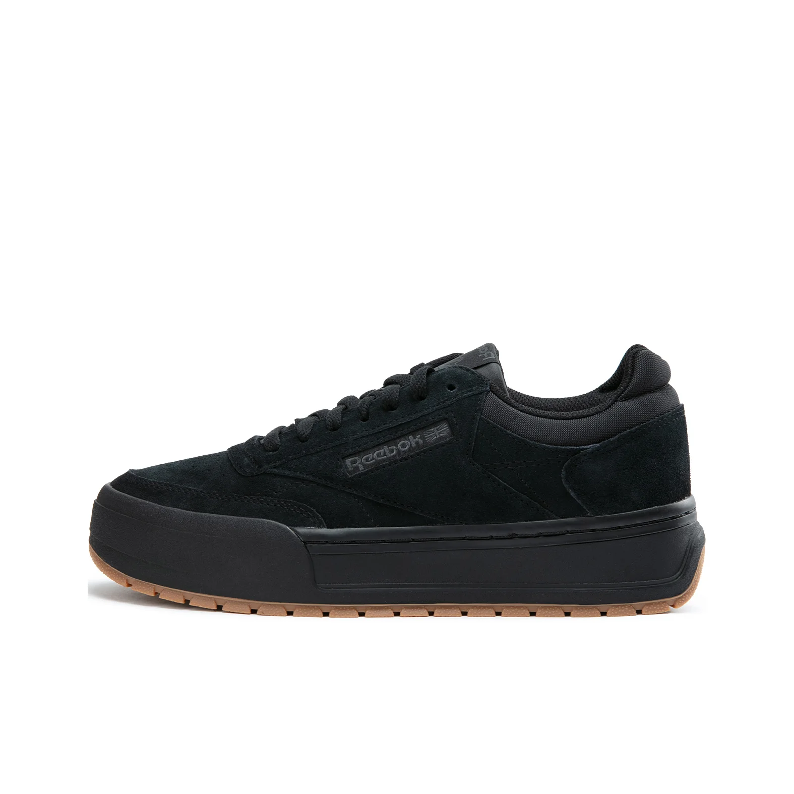 POIZON Reebok CLUB C MEGACOURT Tênis de skate de cano baixo resistente à abrasão que aumenta a altura Unissex Black Warrior
