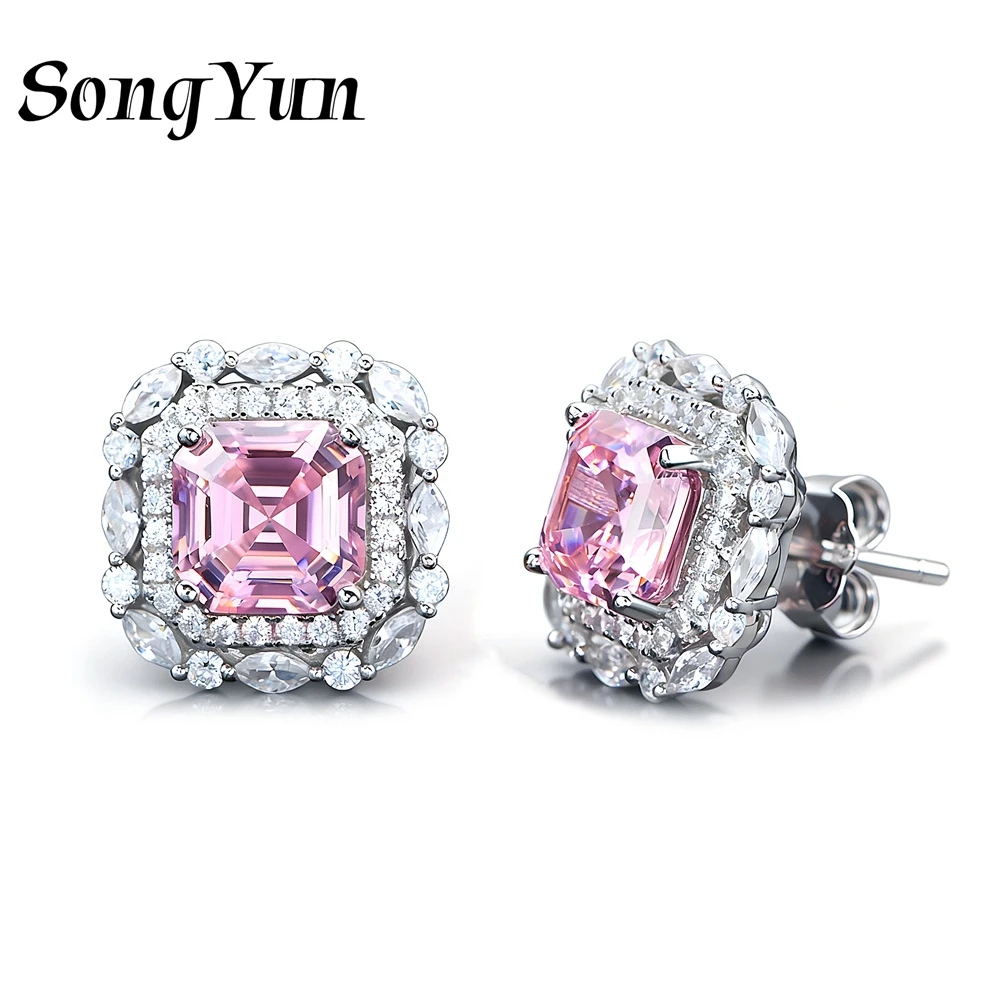 

SongYun Jewelry 925 Sterling Silver Earring HCD Gemstones High Carbon Diamond Designer Chic 925 Sterling Silver Studs Accessorie