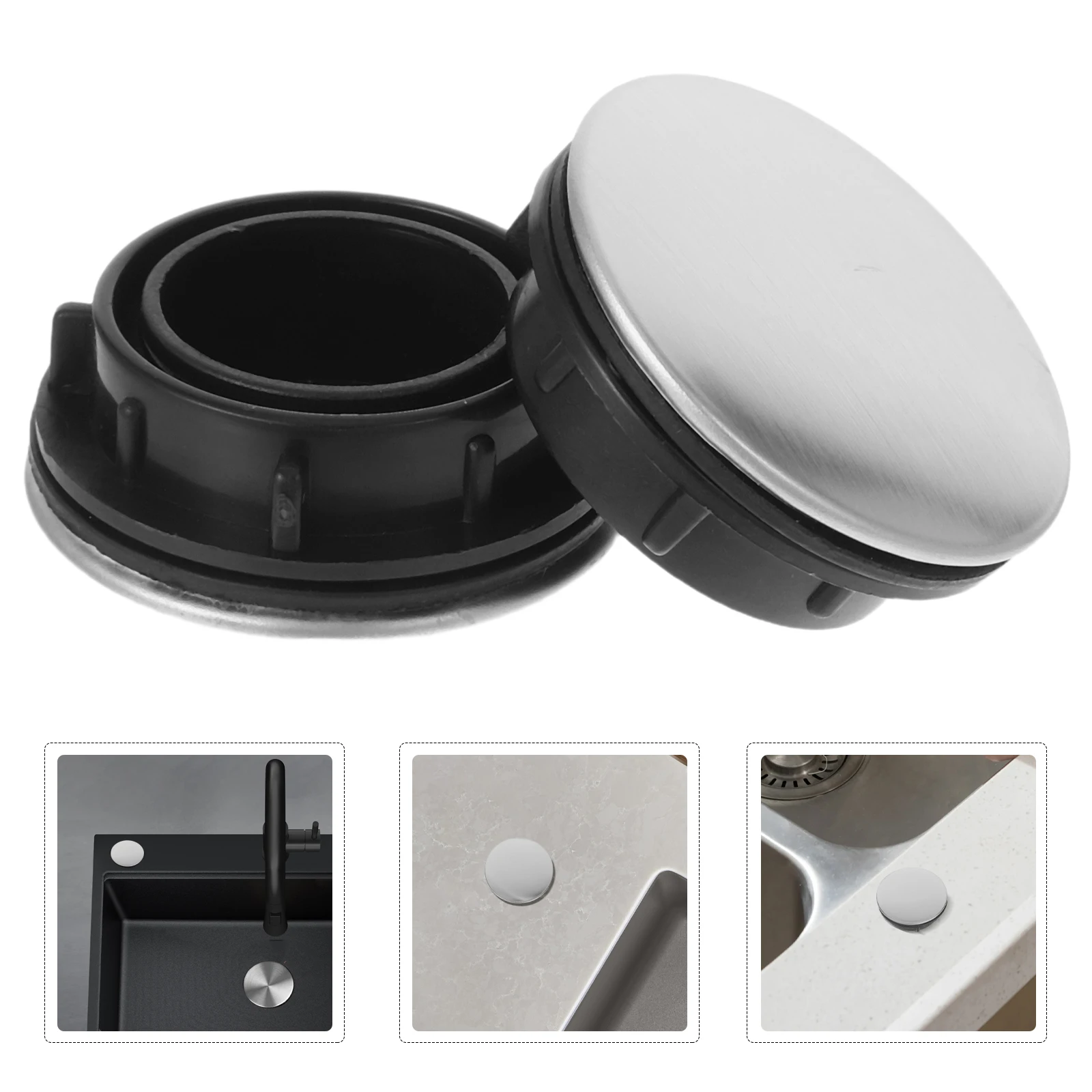 2 Pcs Sink Hole Cover Kitchen Spray Bathroom Faucet Cap Installation Parts Overflow