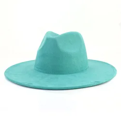 Vegan suede fedora hat multicolor sweetheart top 9.5 cm brim jazz hat panama hat for men and women chapeau femme