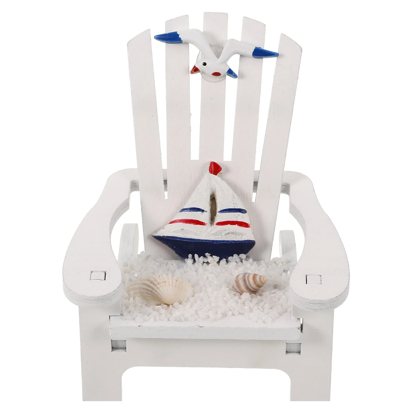 

Mini Beach Chair Premium Resin Wood Stone Shell Lightweight Durable Desktop Ornament For House Miniature Garden Landscape