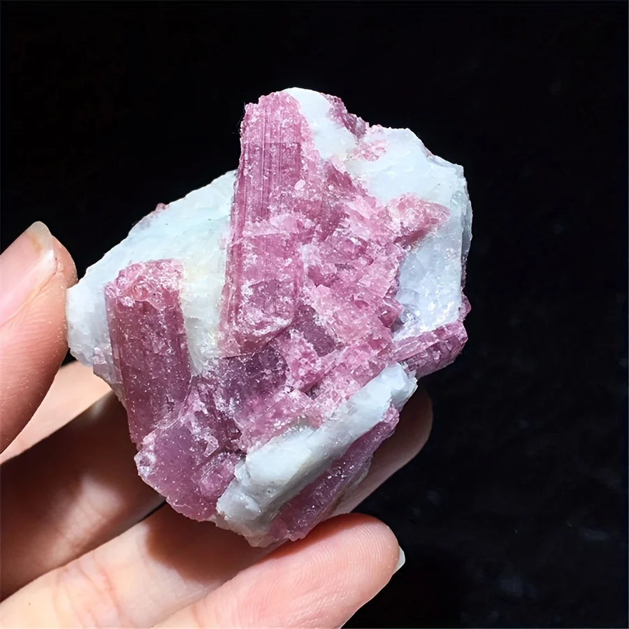 Natural Pink Tourmaline Plum Blossom Tourmaline Gravel Mineral Teaching Specimen Raw Stone Ornaments