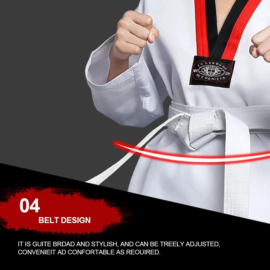 New Long Sleeve Gi Uniform TKD Costumes Clothing White Taekwondo Uniforms WTF Karate Judo Dobok Clothes Children Adult Unisex