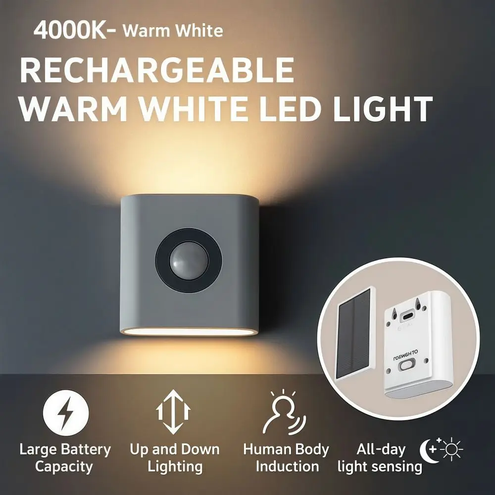 Rechargeable Motion Sensor Light LED EU US Plug Warm White Light Wall Lamp Energy Saving Wall-mounted Cabinet Decorative Light