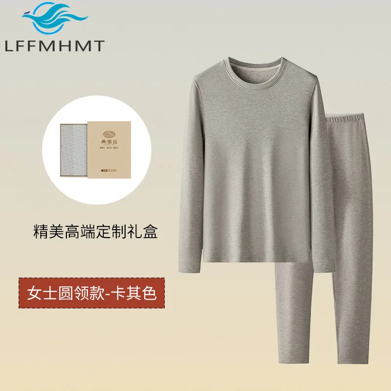 

Luxury Silk and Mulberry Wool Fabric Long Johns for Women Winter Women Thermal Underwear Set Ultra Thick 350g Fleece Lined Sets