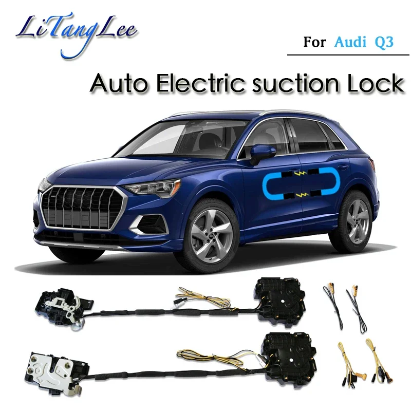 For Audi Q3 2019~2024 Car Soft Close Door Latch Pass Lock Actuator Auto Electric Absorption Suction Silence Closer