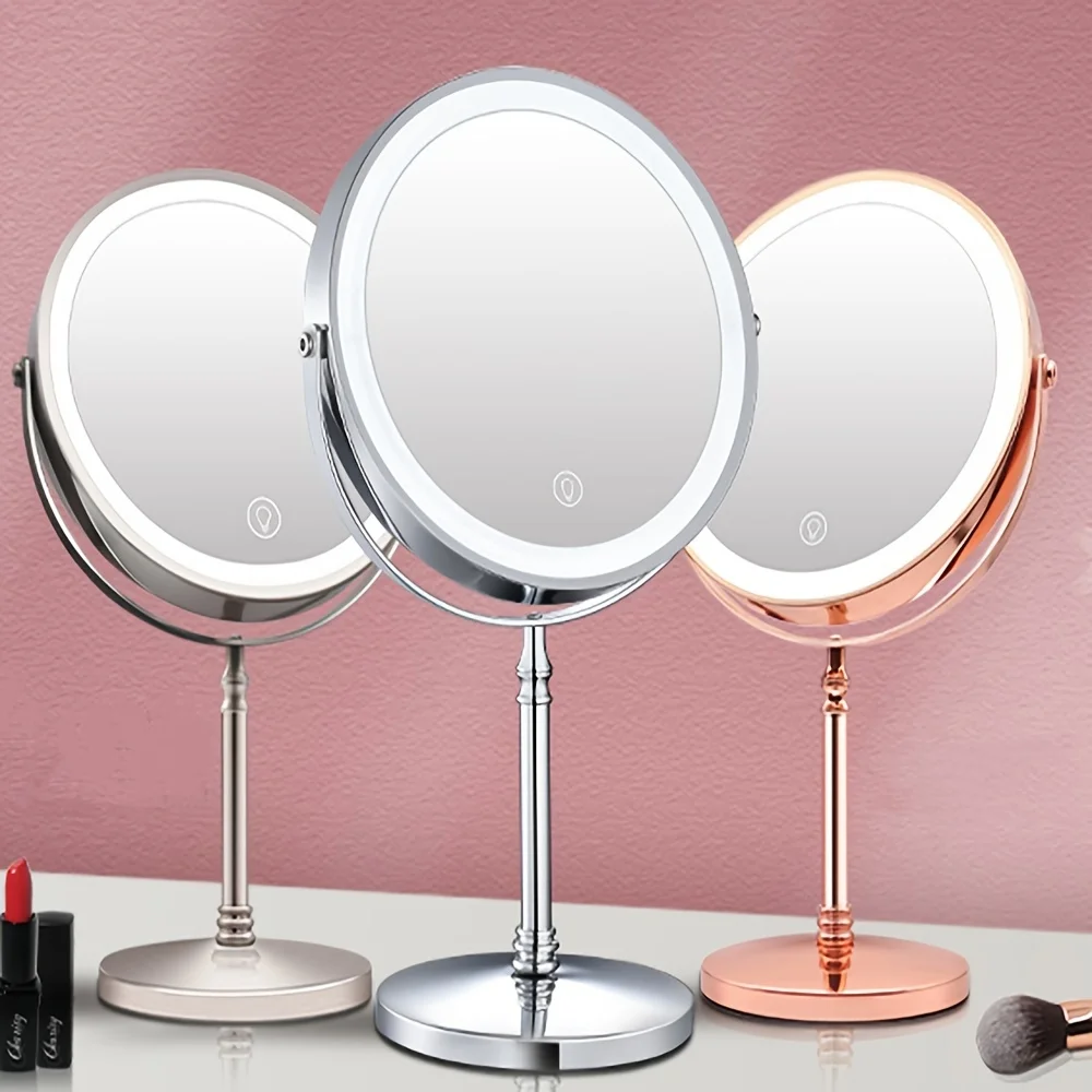 Magnifying Mirror With Light, Rechargeable 8" Lighted Makeup Mirror with 3 Color Lighting Modes - Portable HD Cosmetic Mirror fo