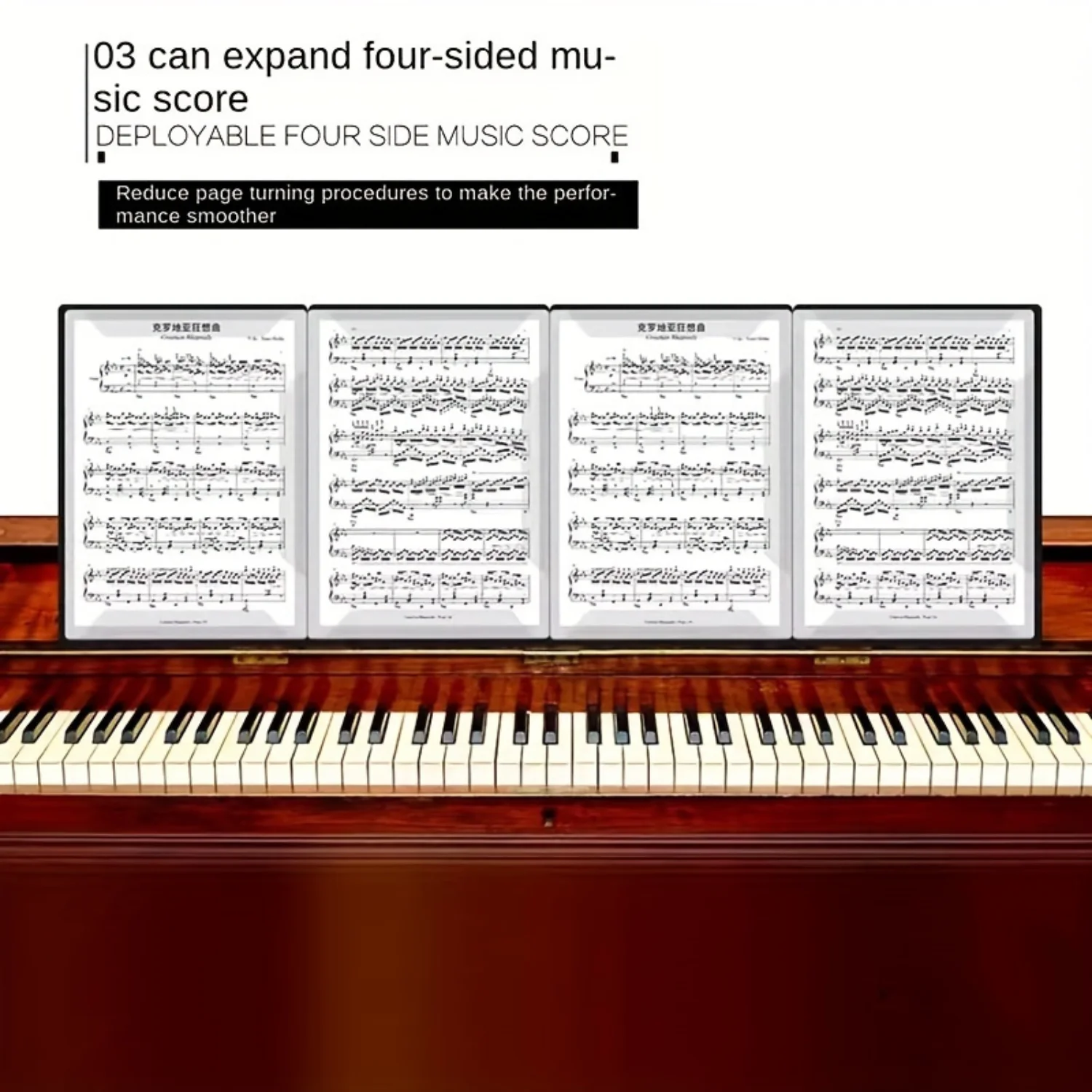 Clip Premium Piano Sheet Music tamaño A4, diseño triple, capacidad de seis páginas, duradero y liviano, perfecto para músicos
