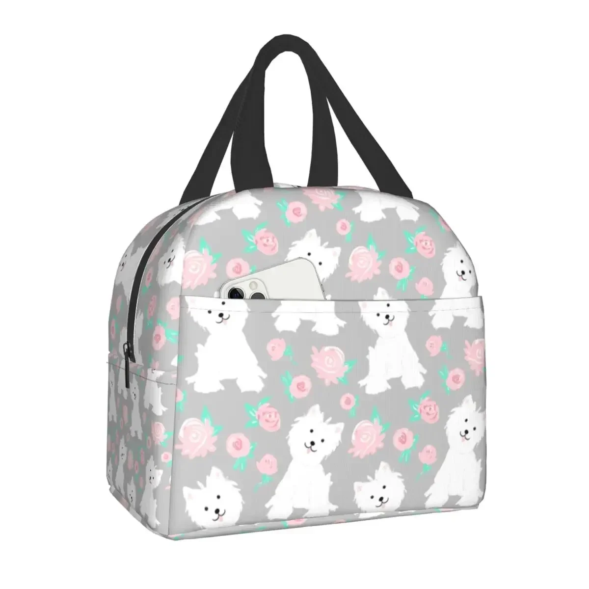 

West Highland Terrier Westie Insulated Lunch Bags for Women Dog Portable Cooler Thermal Food Lunch Box School Picnic Storage Bag