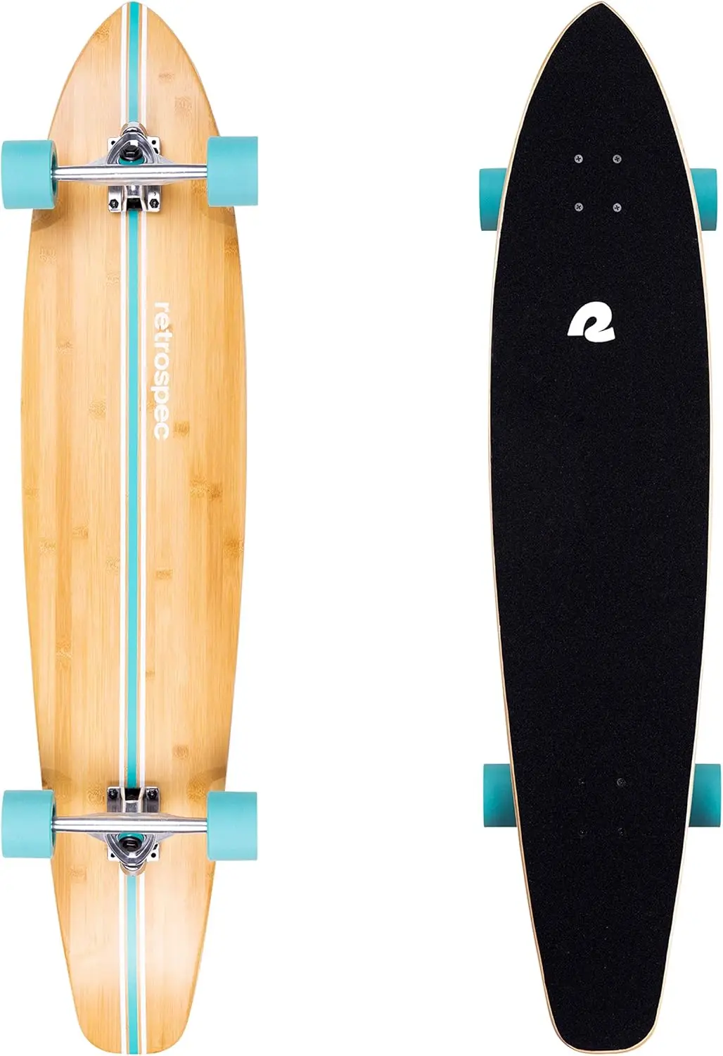 

44in Pintail & Cruiser Longboard Skateboard - Bamboo & Canadian Maple Deck, ABEC-7 Bearings, 70mm PU Wheels for Commuting & Carving
