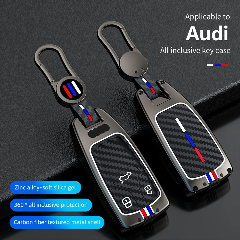 Zinc alloy car keybox cover, keybag holder, shell, automatic protection kit accessories for Audi a1 a3 8v a4 b9 a5 a6 c7 q3 q5 q