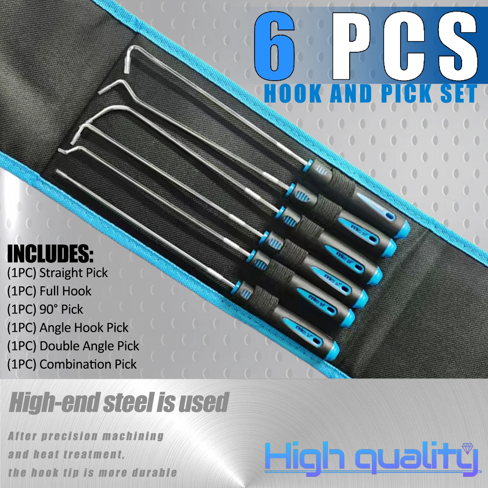

6pcs Long Reach Hook Set Pick Scraper Pry Bar Tool Kit for Car Engine Hose Seal Gasket Removal Mechanic