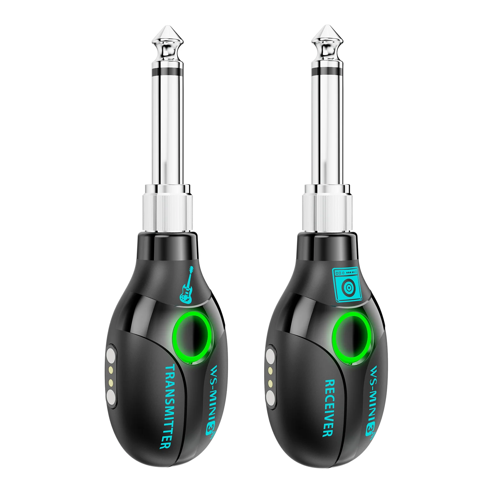 علبة شحن مغناطيسية 48 كيلو هرتز جهاز جيتار لاسلكي بدون فقدان لوقت اللعب 20 ساعة، نقل خطي للرؤية 40 مترًا ورافعات مزدوجة