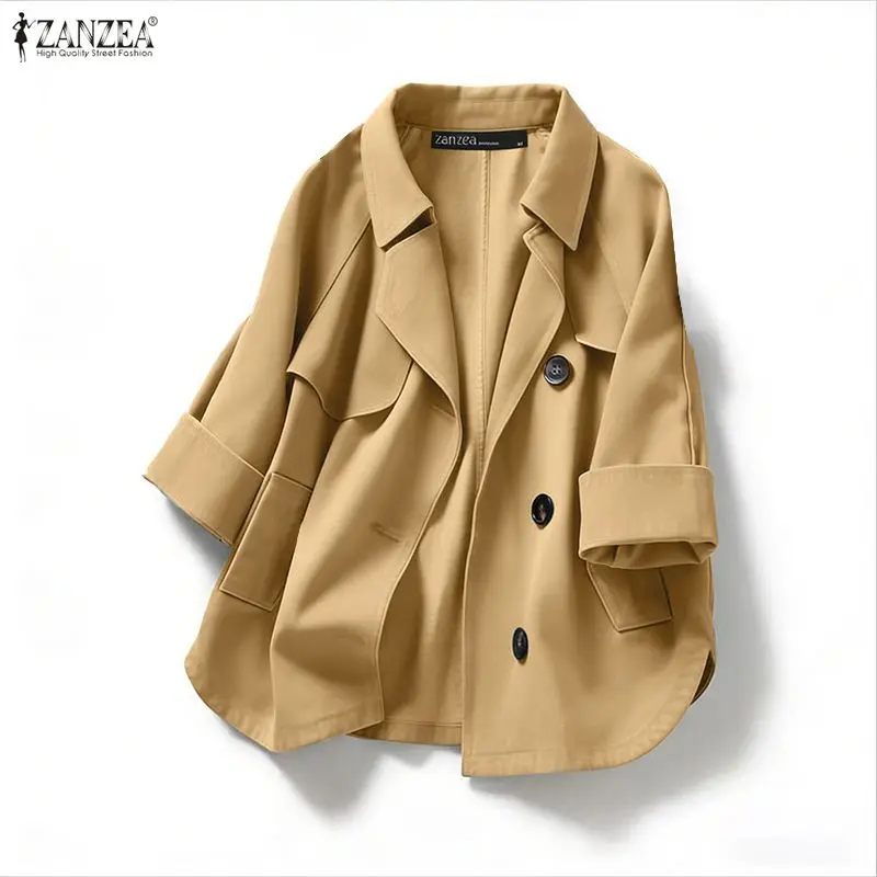 ZANZEA Fashion Blazer Casual Autumn Women Single Breasted Long Sleeve Solid Coats Elegant Office Lady Streetwear OL Overcoats