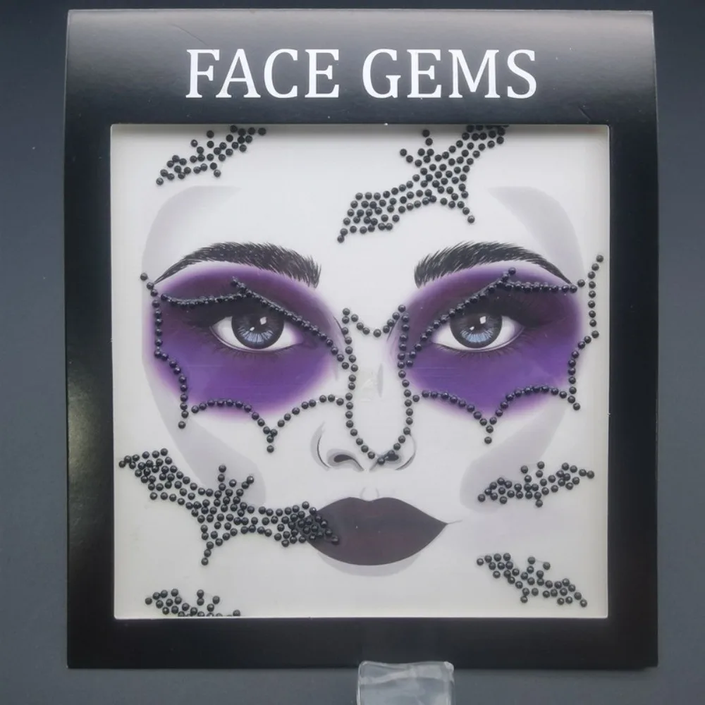 3D الراتنج الوجه حجر الراين ملصق لامعة مهرج ماكياج هالوين وهمية الوشم الملونة هالوين ديكور مجوهرات الوجه ملصق