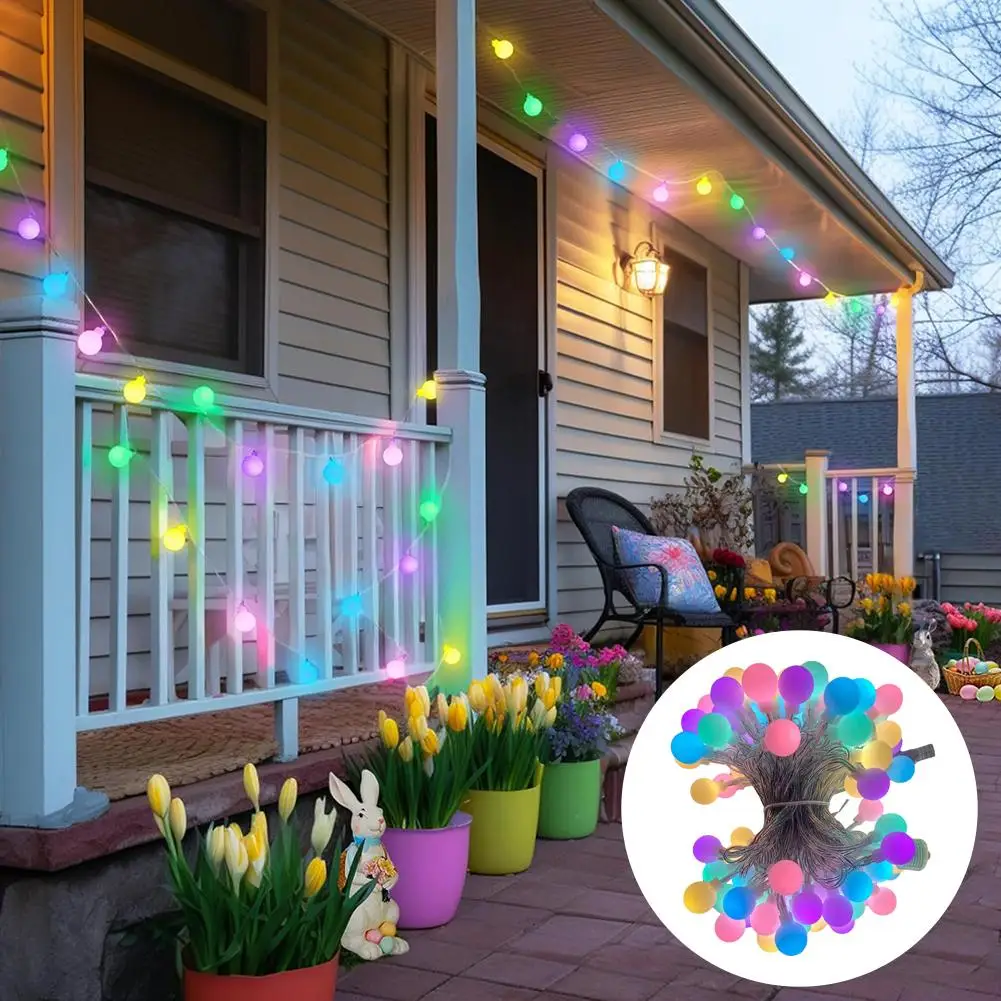 

6M/40LED 10M/80LED Entrance Holiday Lights With Remote Atmosphere Easter Waterproof Frosted Round Control Ball Cam T3E2