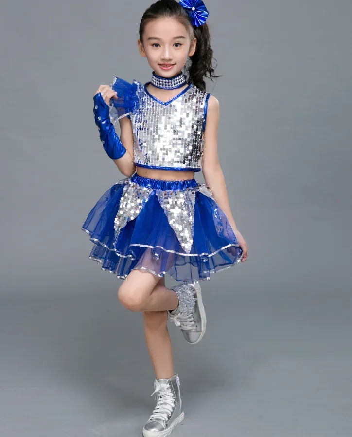 Dance Enfant Jazz Dance Street Wear Dress Chicos Dancer Performance Costume Modern Model Catwalk Sequin Costumes Skirts - view 5