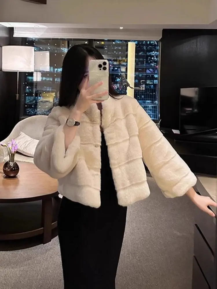 

ort Fur Coat Женская Sli Pret-a-porter Легкая теплая футболка Seven-Quarter Sve с воротником-стойкой и пуговицами