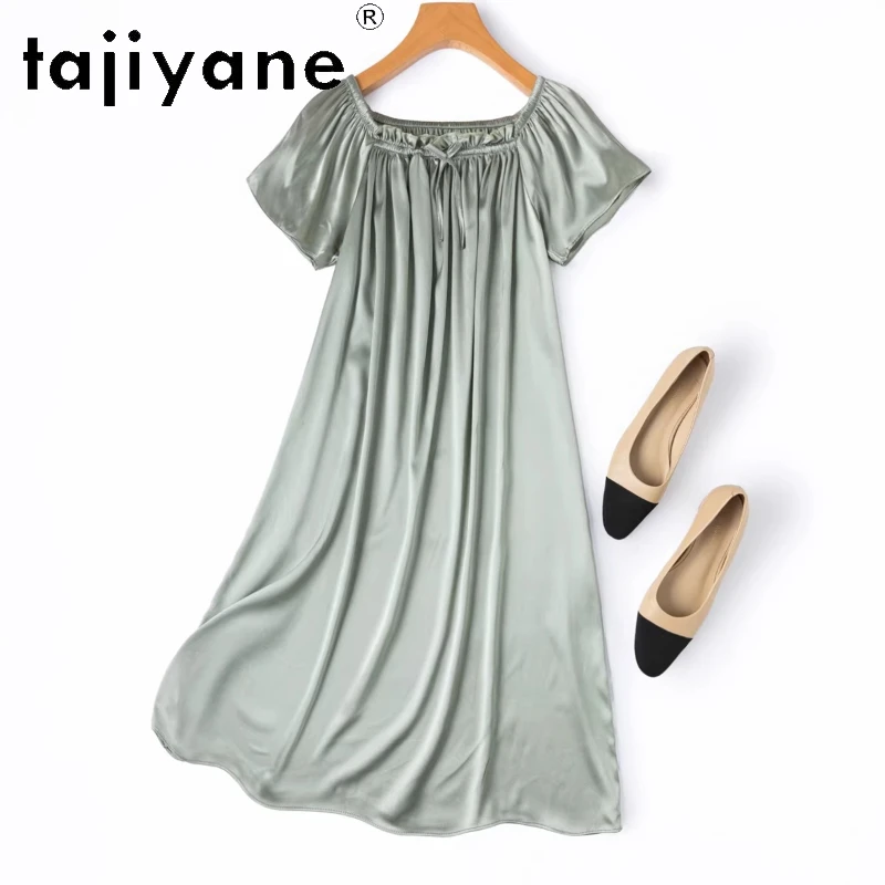 tajiyane-21mm-95-mulberry-silk-night-dress-woman-grey-green-nightgowns-dresses-2026-summer-silk-sleepwear-women-clothing-пижама