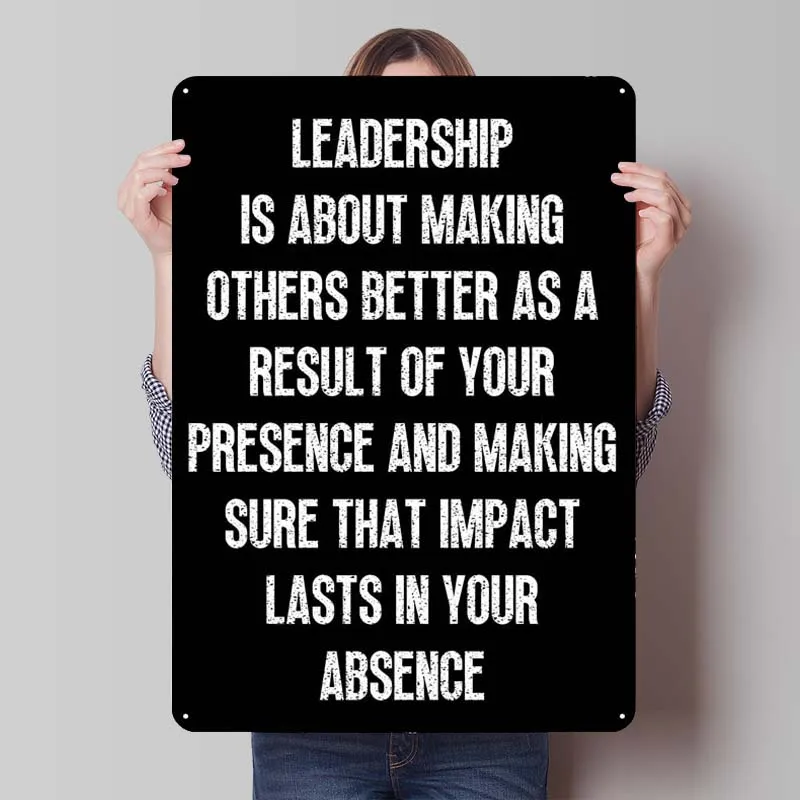 Leadership Quote Text Art Metal Sign Poster Tinplate Sign Plaque for Wall Art Decoration Decorative Metal Plates Bathroom Decor