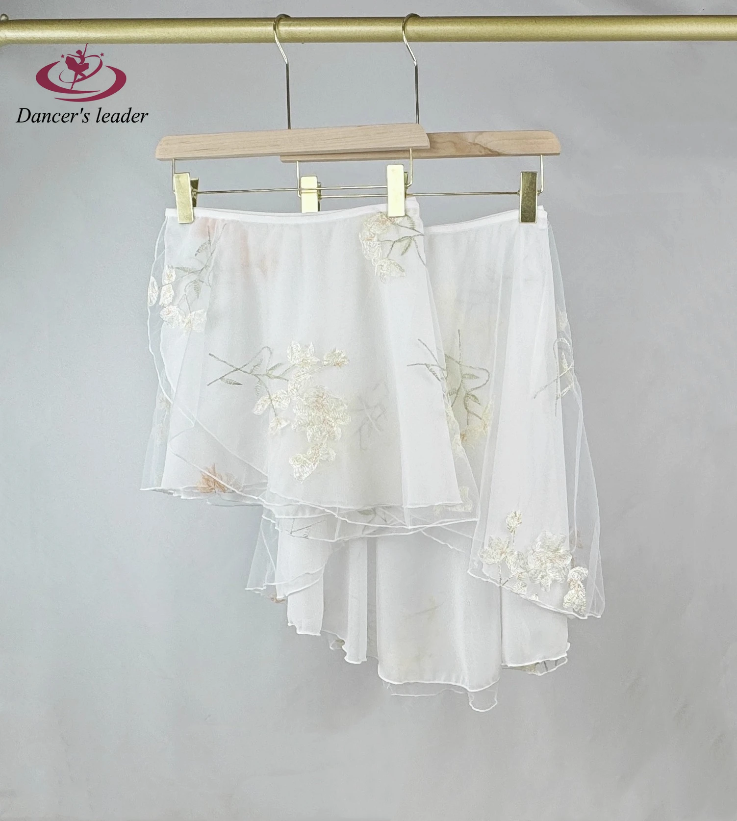 

Женская балетная юбка с белой цветочной вышивкой, комбинезон для взрослых, балетная мини-юбка для девочек, изображение