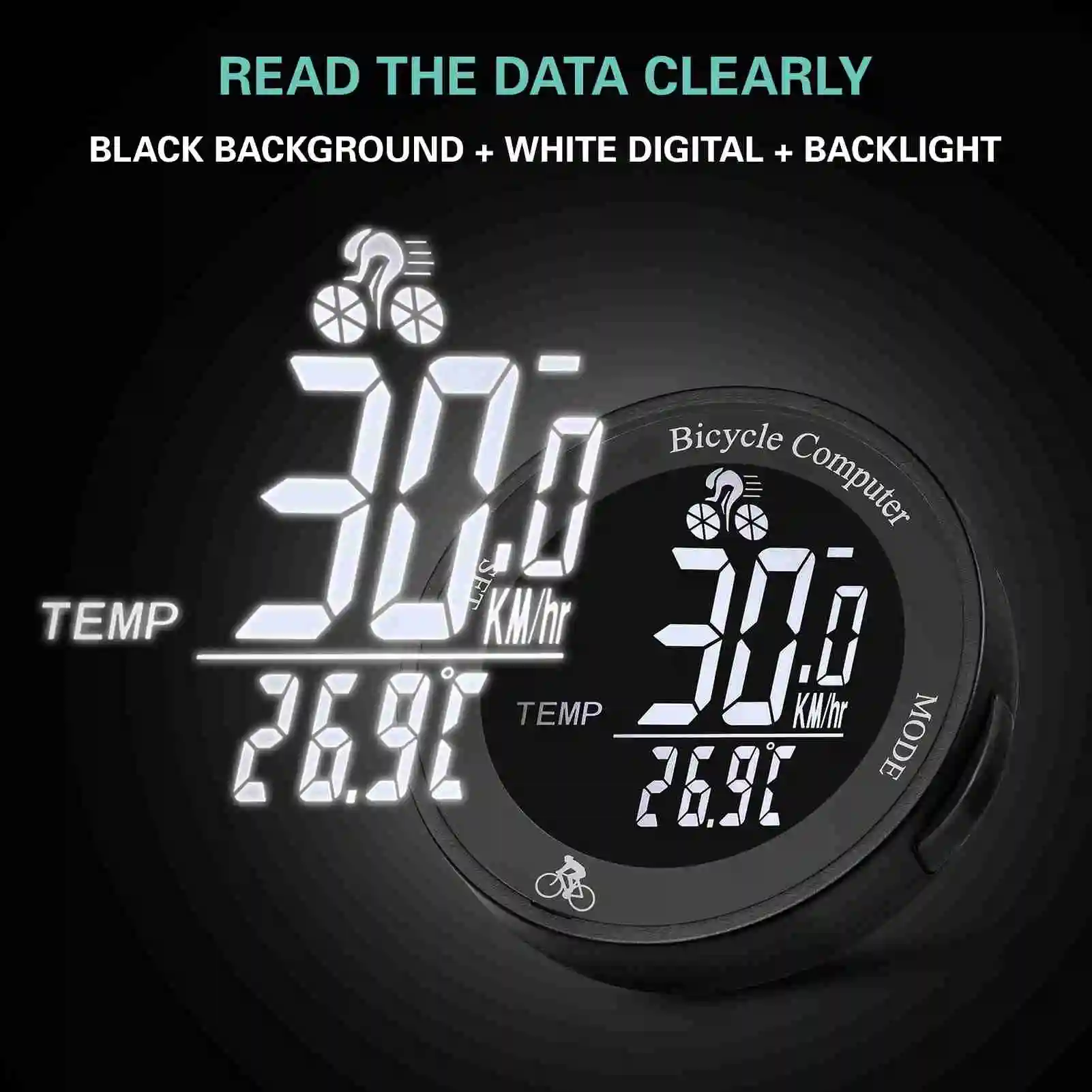 Computer LED Backlight Multifunction Round Wireless Cycle Computer Cycling Odometer  Odometer Wireless  Computer