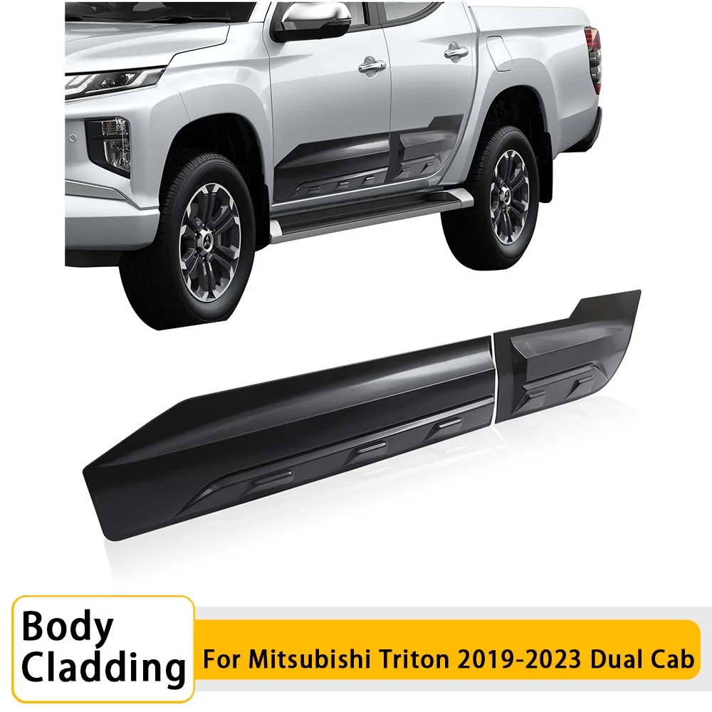 Side Doors Body Cladding Guard Matte Black FOR Mitsubishi Triton 2019 2020 2021 2022 2023 Double Cabin Car Accessories