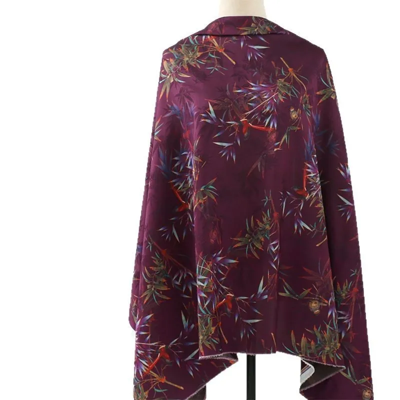 チャイナドレス漢服とドレス用の白い葉のジャカード生地、カラー印刷