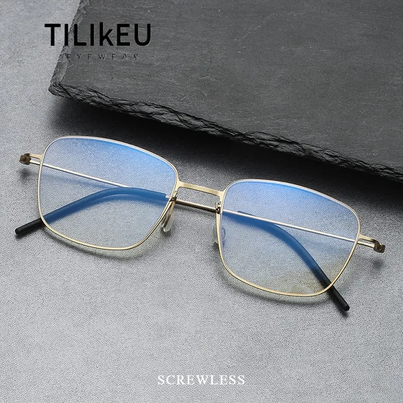 

New Denmark Pure Titanium Screwless Glasses Frame Square Retro Ultra light Anti-blue Ray Glasses 2025 Men Women Eyeglasses Frame