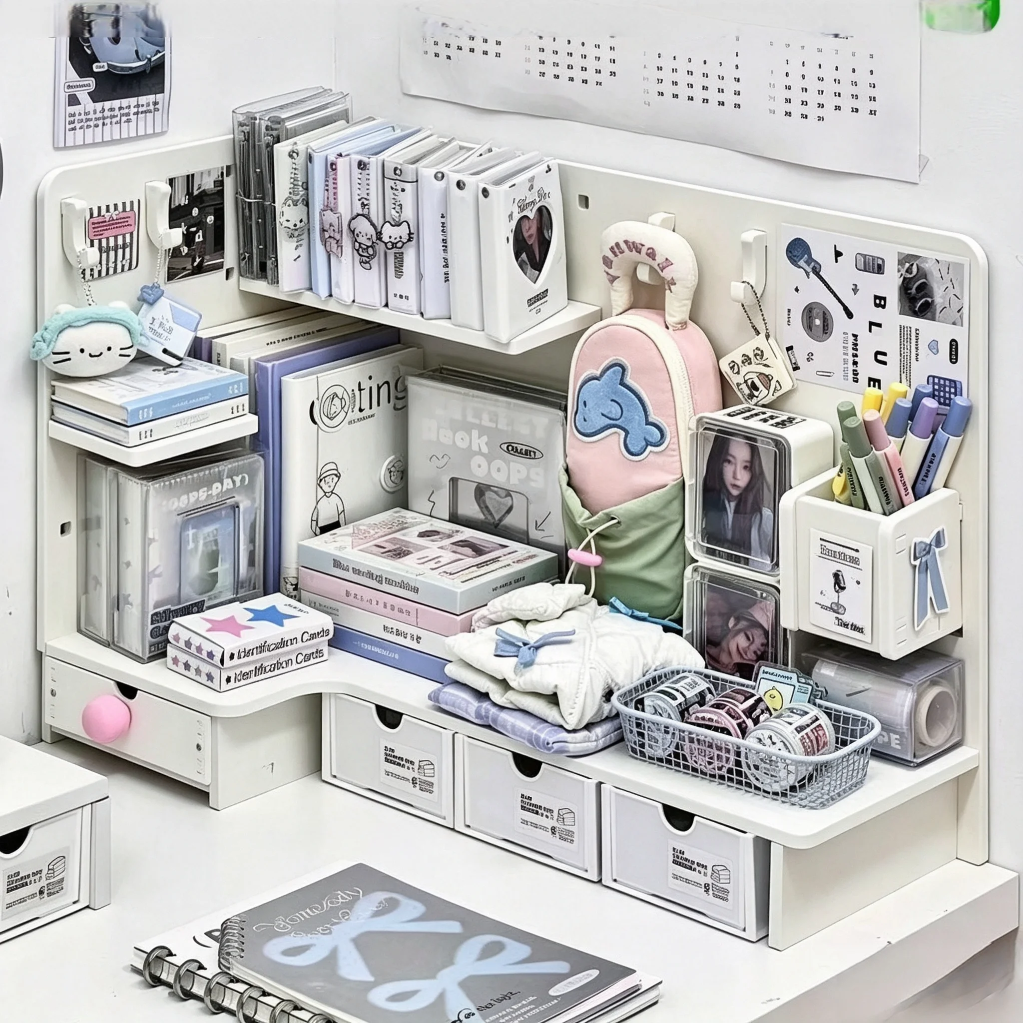 Desktop Corner Hole Board, Bookshelf On The Table, Elevated Student Stationery Shelf, Signboard, Keychain Storage Rack