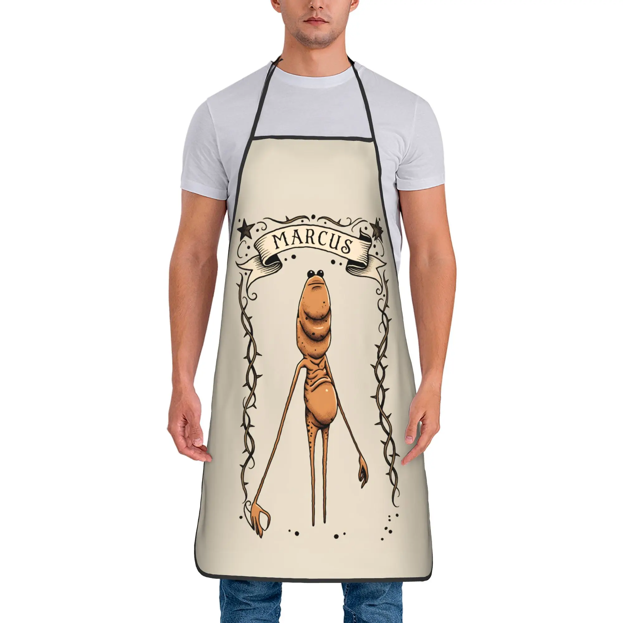 

Marcus The Worm Apron Barbecue Manicure Kitchen Accessories Fashion Household Aprons without Pocket