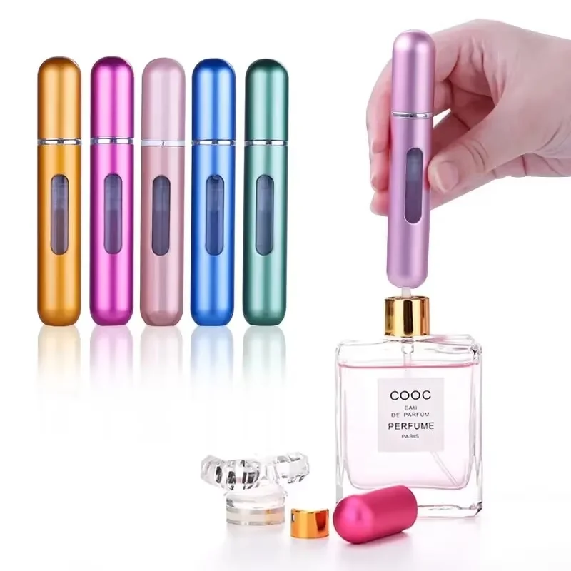 

100pcs 5ml Anodized Aluminum Bottom Refill Atomizer Bottle Mist Pump Spray Mini and Portable for Travelling and Outdoor