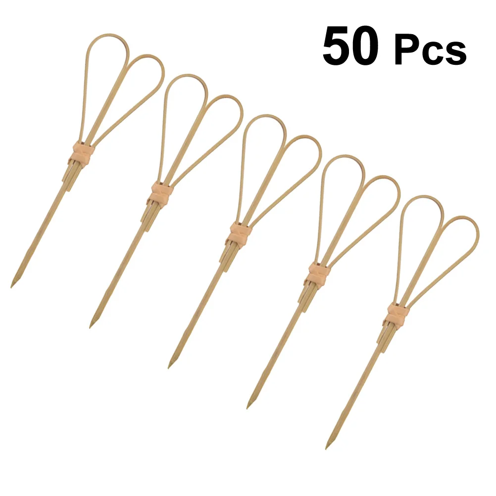 

50Pcs Scissor Shaped Cocktail Picks Bamboo Sturdy Colorful Bead Fruit Sticks Appetizer Party Supplies Bar Home