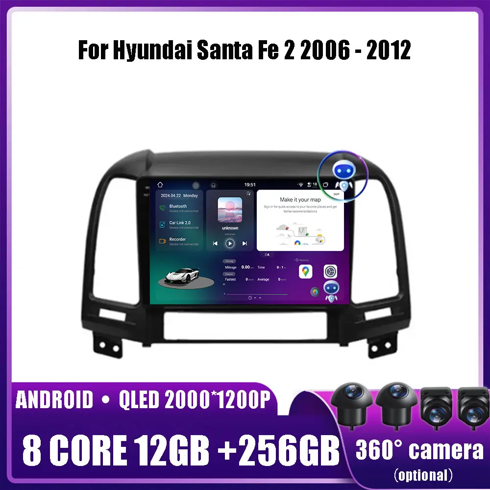 

Android 14 For Hyundai Santa Fe 2 2006 - 2012 Car Multimedia Player Head Unit Stereo GPS Navigation BT WIFI DVD 2 din 4G